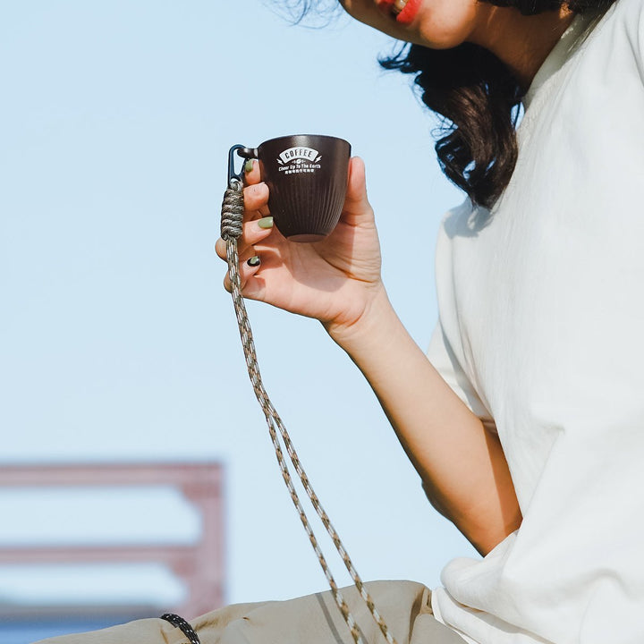 Eco - Friendly Coffee Grounds CAMPING CUP with Lanyard - 90ml / 3oz - HOHII