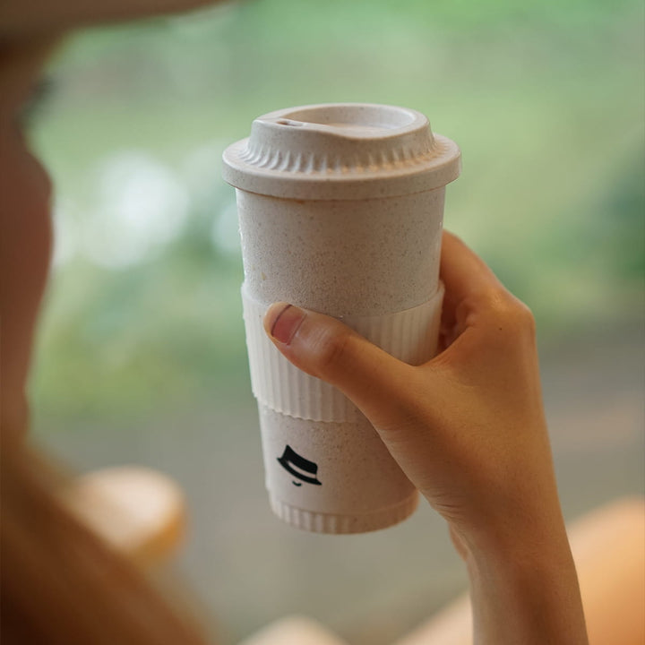 【HAT - TIP TRAVEL CUP】Eco - Friendly Coffee - grounds Travel cup with - 355ml / 12oz - HOHIILIFE