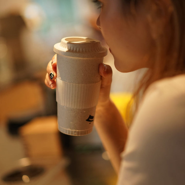 【HAT - TIP TRAVEL CUP】Eco - Friendly Coffee - grounds Travel cup with - 355ml / 12oz - HOHIILIFE