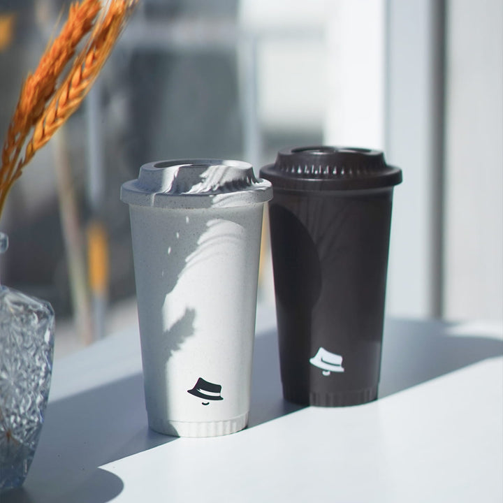 【HAT - TIP TRAVEL CUP】Eco - Friendly Coffee - grounds Travel cup with - 355ml / 12oz - HOHIILIFE